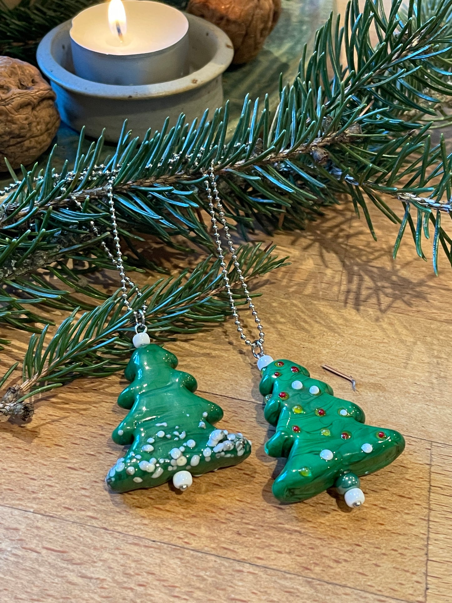 Langkette Lampworkperle Weihnachtsbaum