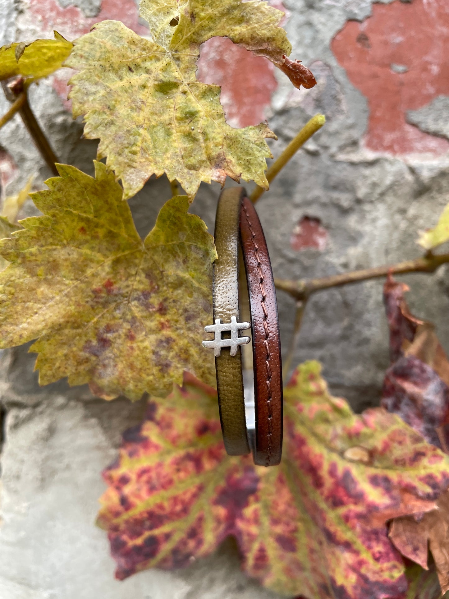 Lederarmband -braun-oliv