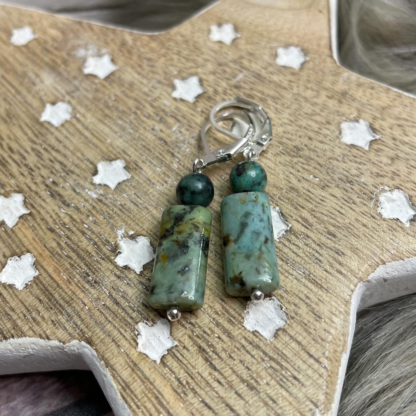 Ohrringe afrikanischer Türkis, 925