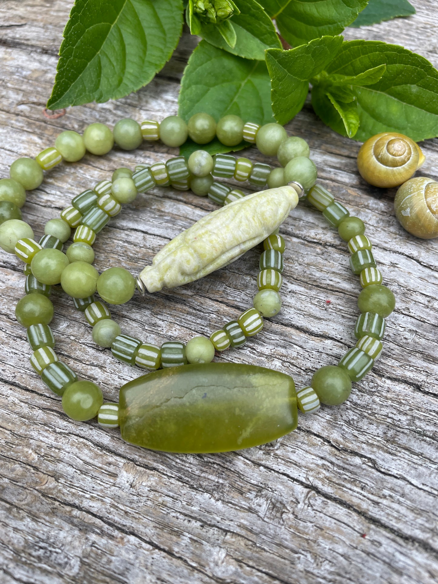 Armband, Jade, grün, graviert