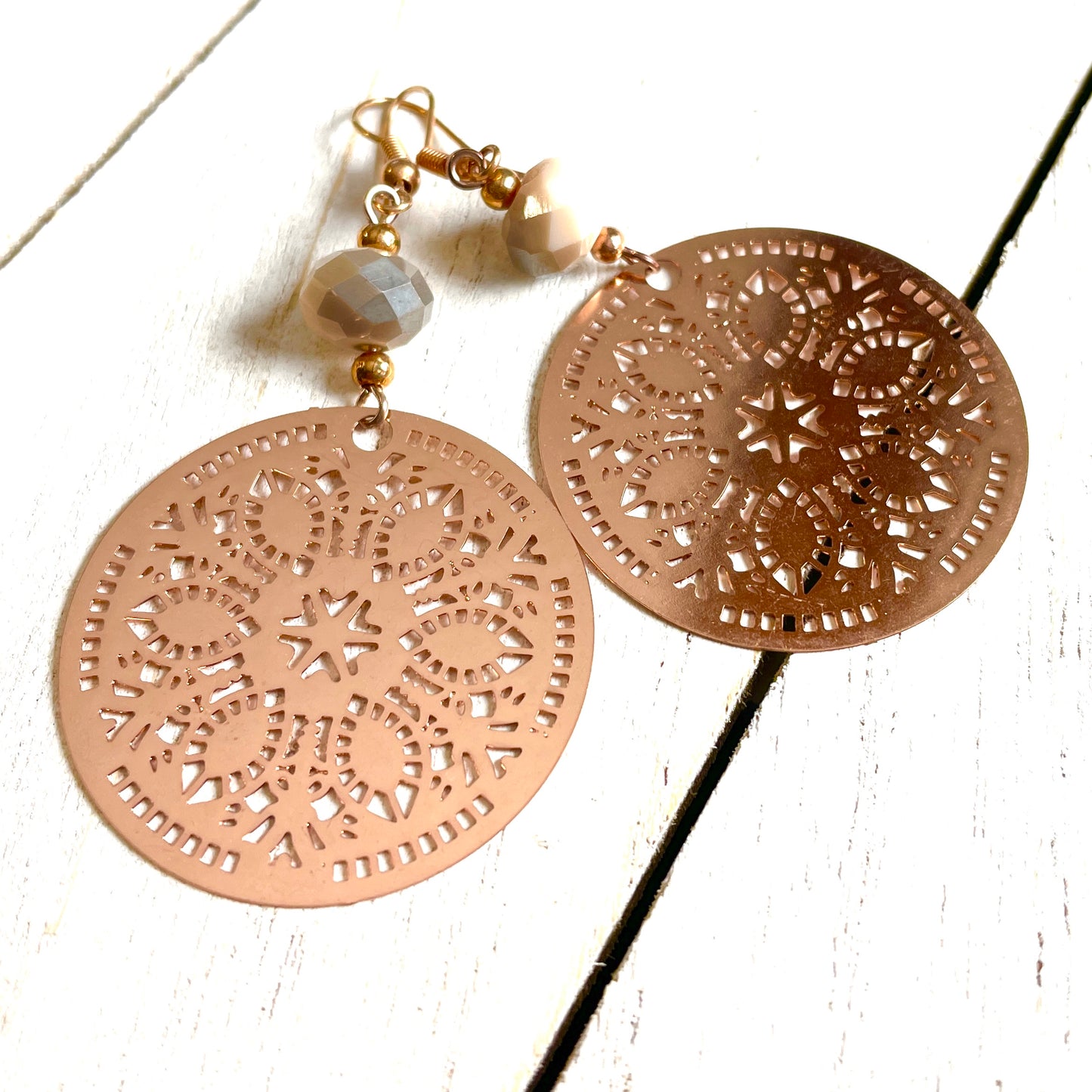 Ohrringe Mandala rosegold Edelstahl