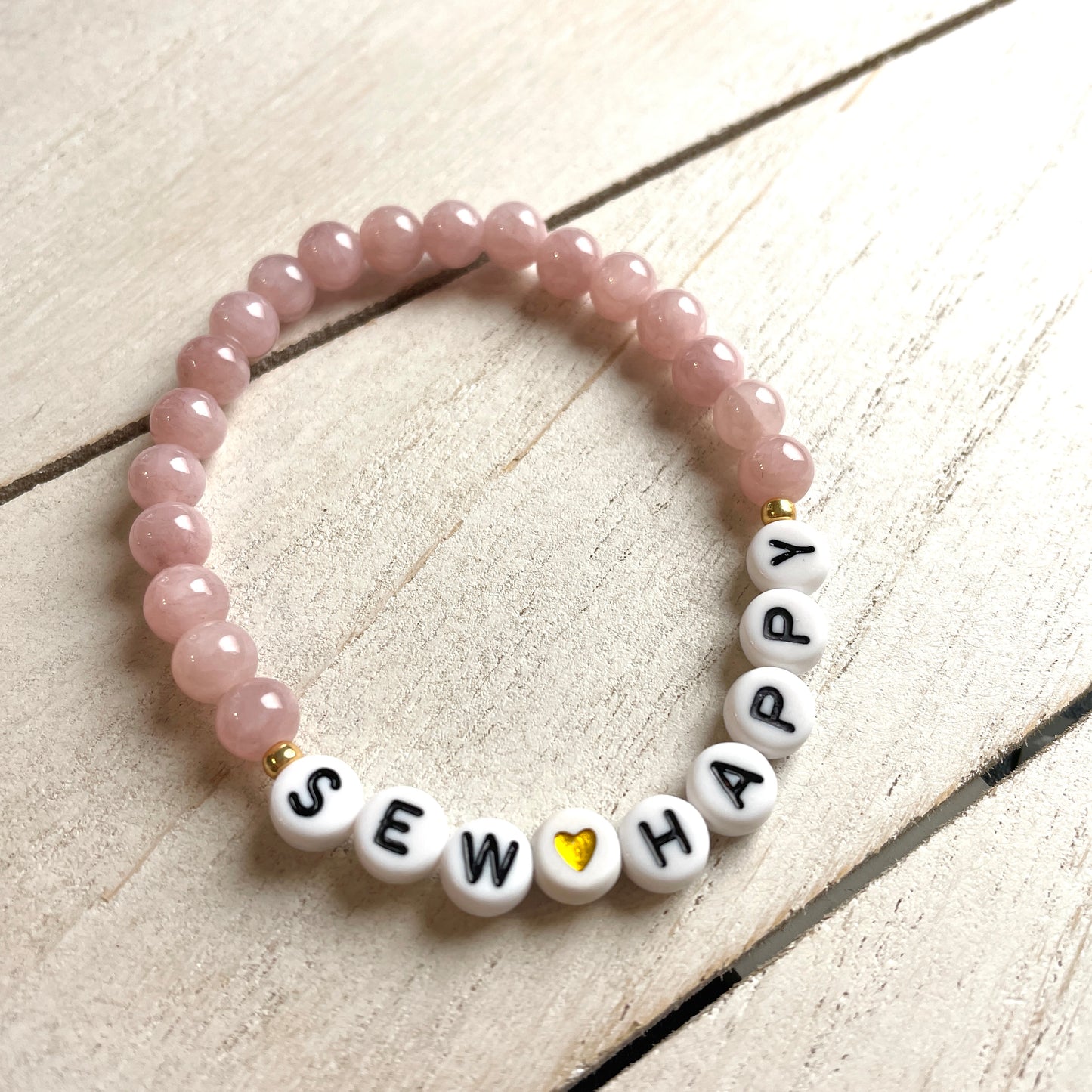 Armband Naturstein rose , sew happy