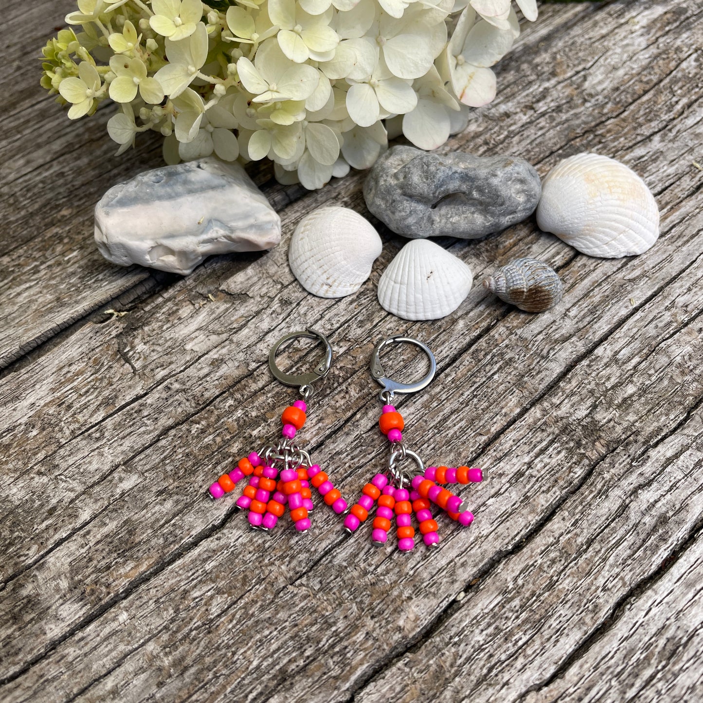 Ohrringe pink-orange , Tassel