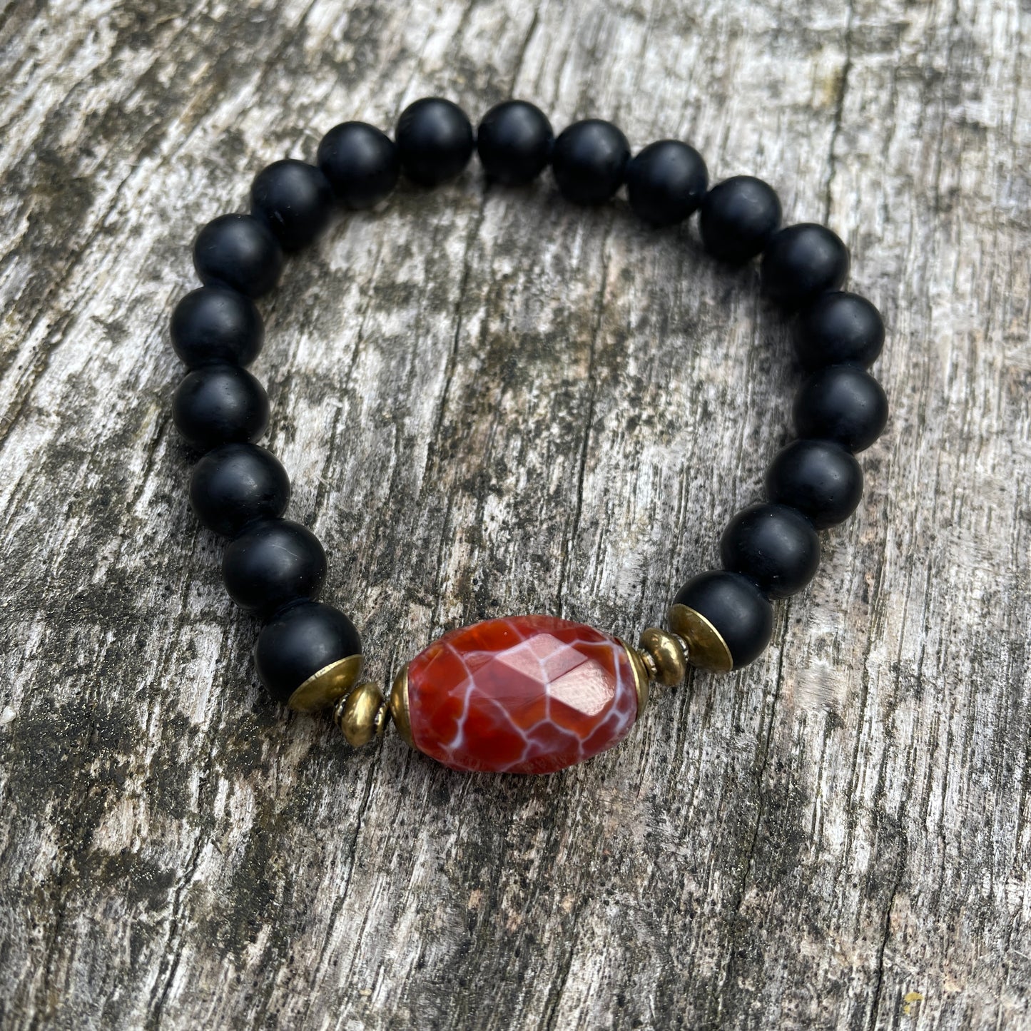 Armband Onyx, Feuerachat
