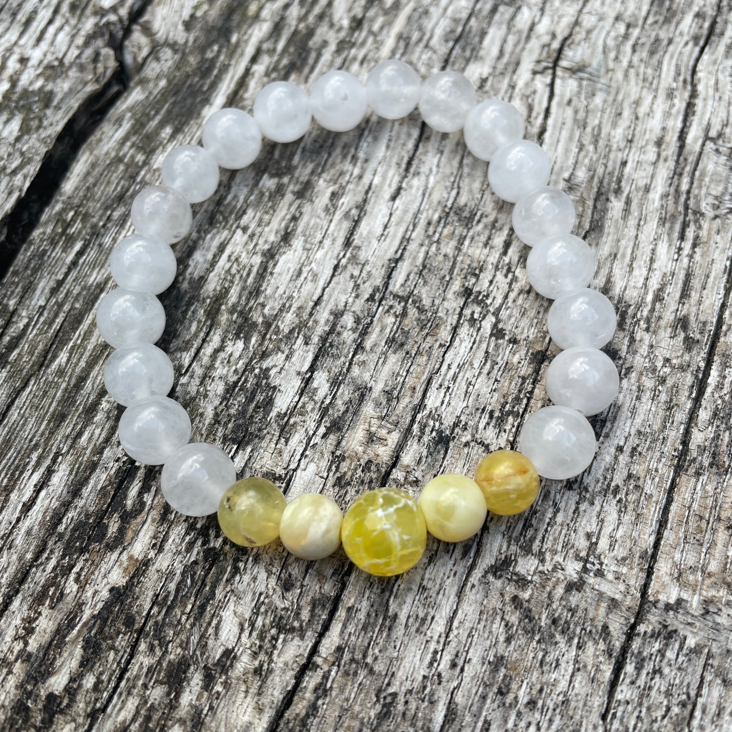 Armband gelber Achat , weiße Jade