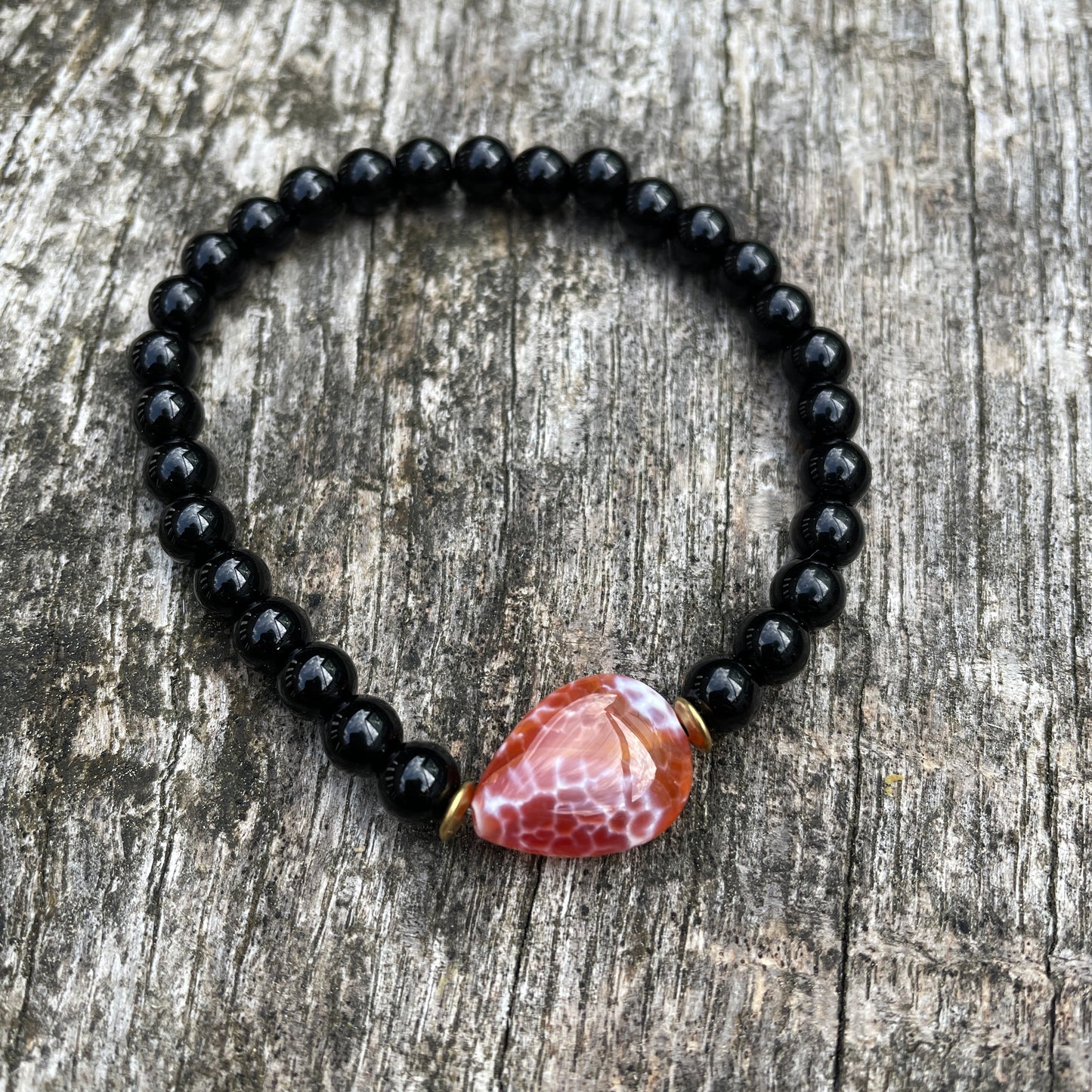 Armband Onyx, Feuerachat Tropfen