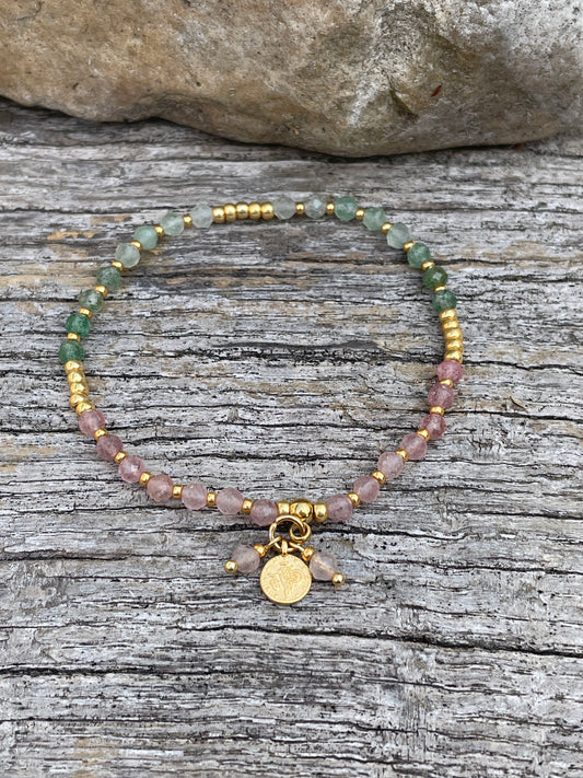 Armband Turmalin Mix , gold