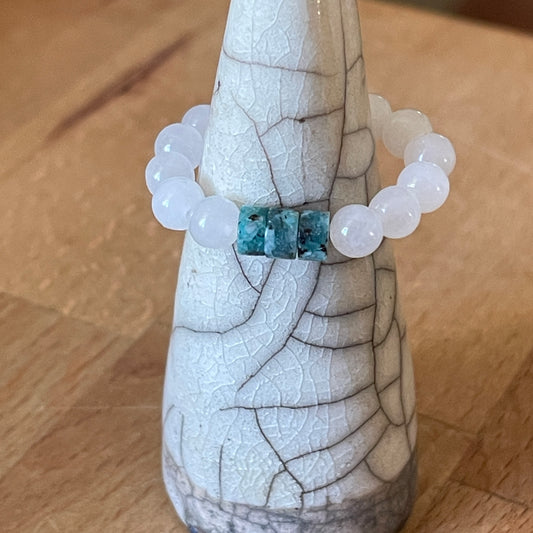 Perlenring, Chalcedon & afrikanischer Türkis