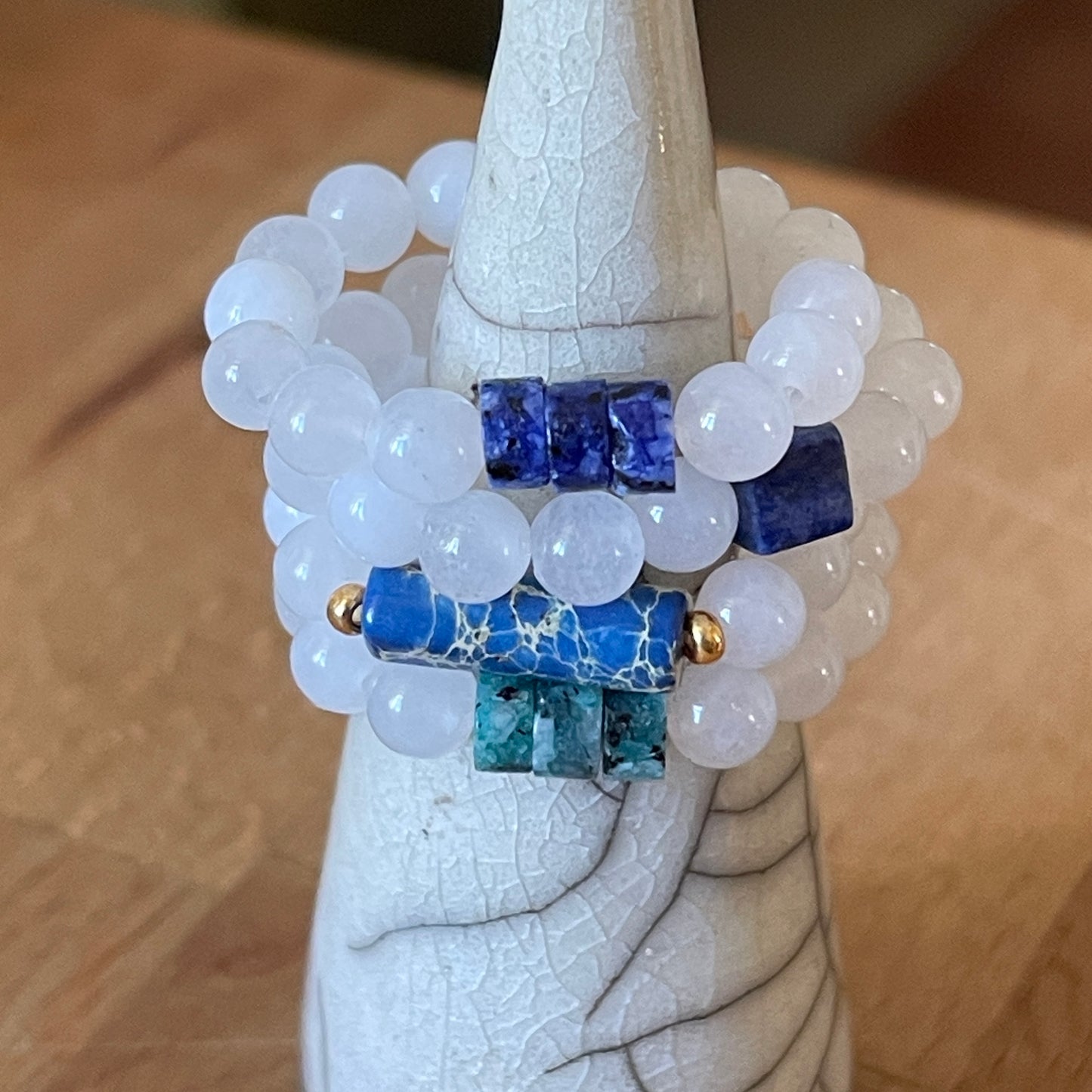 Perlenring, Chalcedon & Lapiswürfel