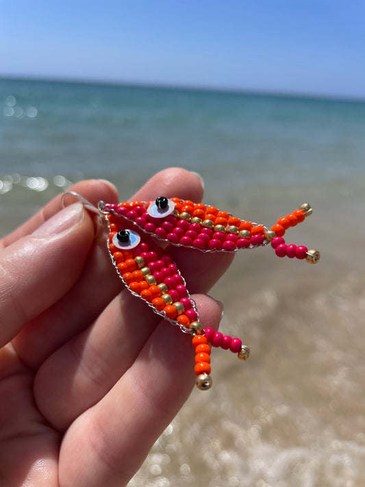 Meerflüsterer Ohrringe  Fischlein  pink/orange