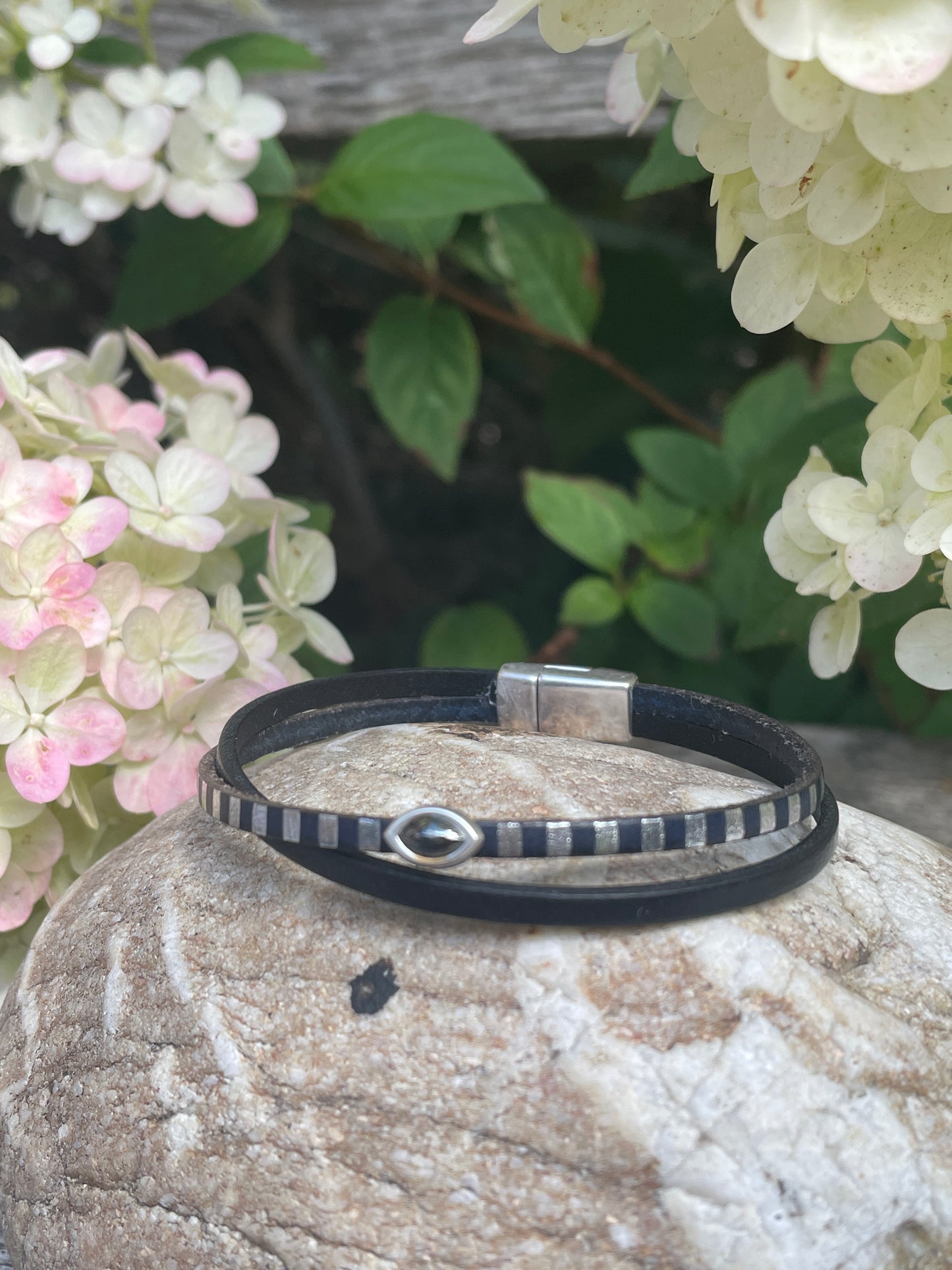 Lederarmband -Streifling-schwarz, 3mm
