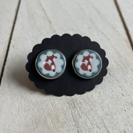 Ohrstecker Holzcabochon - Fuchs 1