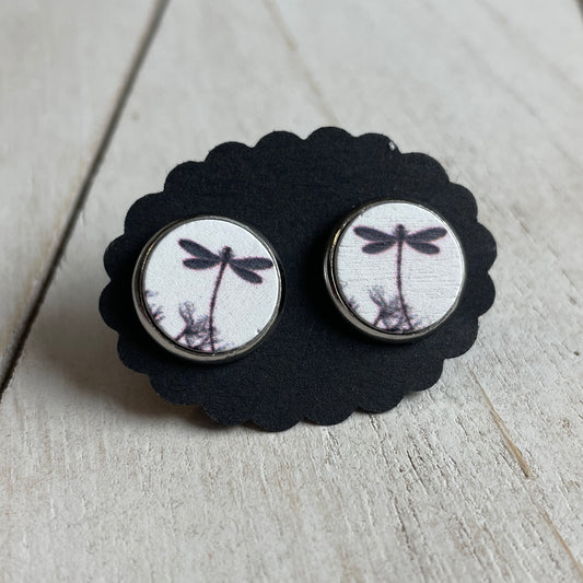 Ohrstecker Holzcabochon - Libelle