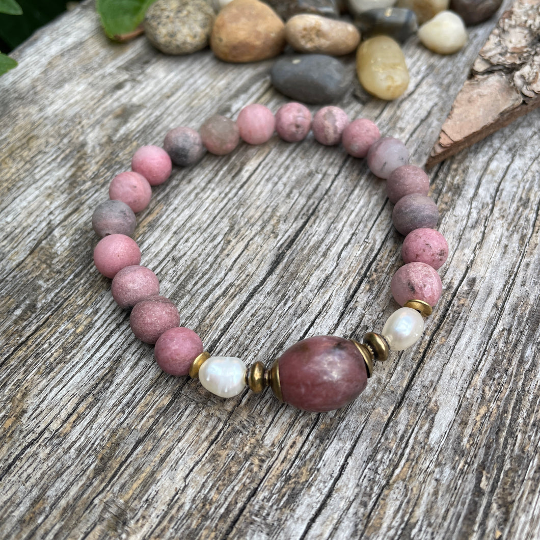 Armband Rhodonit , Perle